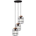 Brilliant Gwen Pendant Metal Wood Black | 420mm - Suitable for 3x E27
