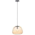 Brilliant Kaizen Pendant Glass Pendant Metal Black Beige | 350mm - Suitable for 1x E27